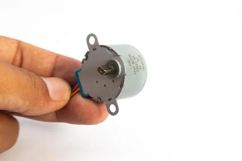 Front side view of a hand held step motor module. This module is used for ele Stock Photos