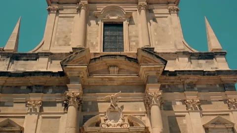 Front side view over cathedral in Dubrovnik, Croatia. Video stock 140430157