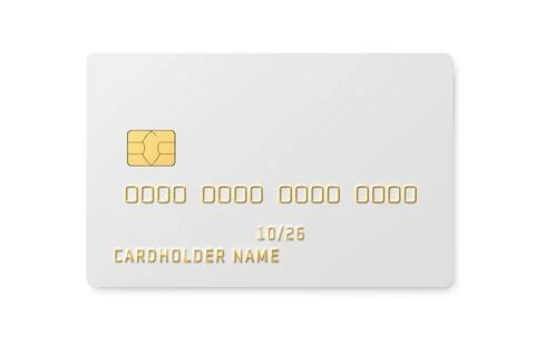 Front side of white plastic card isolated on white. 3D rendering. Stock Photos