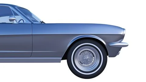 Front of silver retro car side view isolated on white Stock Illustration