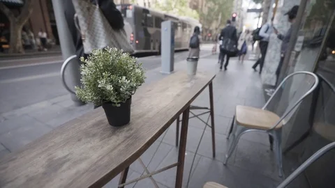 Front sit  cafe Stock Footage 98743692