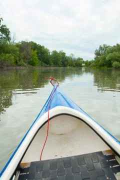 Front of a small boat on lake Stock Photos