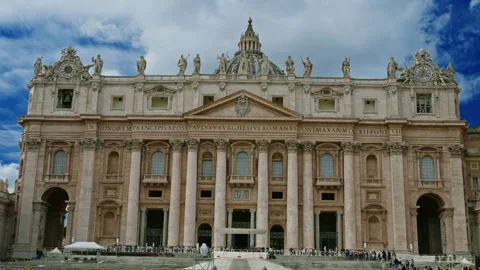 Front of St. Peter's Basilica in Vatican. Rome, Italy Stock Footage 306364584