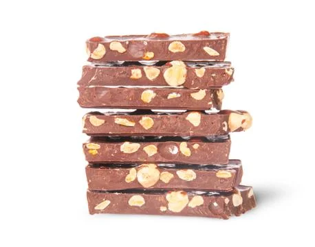 In front stack of seven chocolate bars Stock Photos