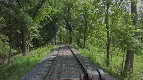 Front of a Steam Engine View, From the Cow Catcher as the Locomotive Stock Footage 174501508