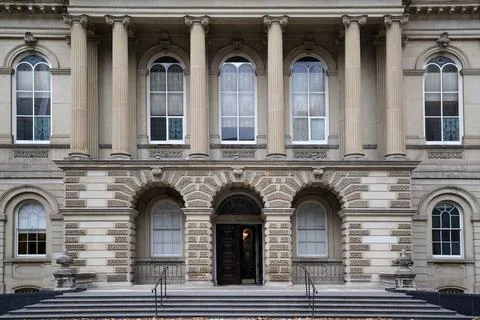 Front steps of classical style courthouse, Osgoode Hall in Toronto, dating fr Stock Photos