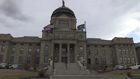 Front Steps at Montana State Capitol Stock Footage