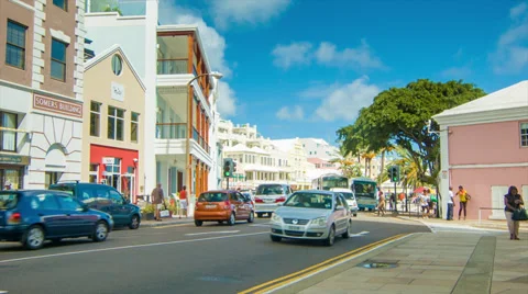 Front Street in Hamilton, Bermuda Stock Footage 37581313