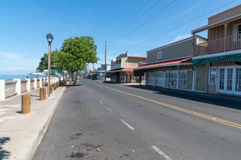 Front street Lahaina empty due to Covid 19 Stock Photos