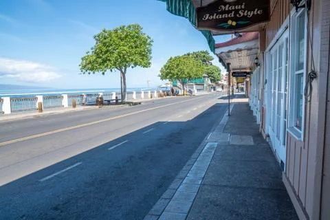 Front street Lahaina empty due to Covid 19 Stock Photos