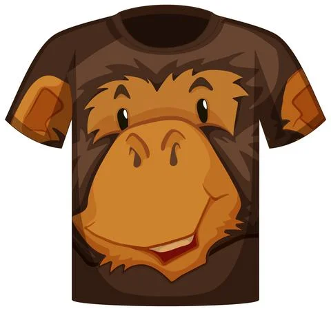 Front of t-shirt with face of monkey pattern Stockillustratie