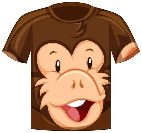 Front of t-shirt with face of monkey pattern Stock Illustration