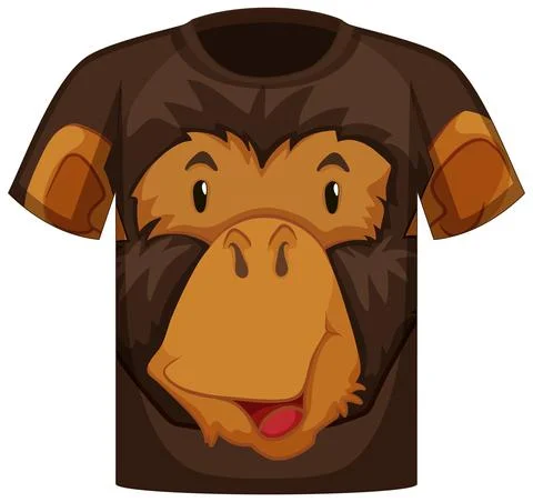 Front of t-shirt with face of monkey pattern Illustrazione stock