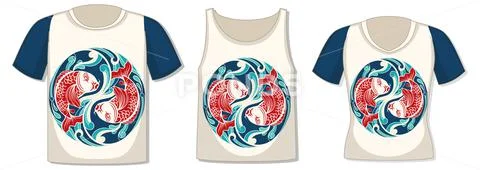Front of t-shirt with koi carp template: Royalty Free #162953686