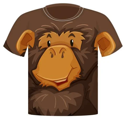 Front of t-shirt with monkey face pattern 스톡 일러스트