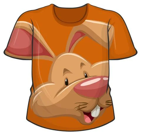 Front of t-shirt with rabbit pattern Stock Illustration