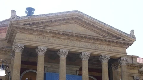 Front Of Teatro Massimo Palermo Stock Footage 130571966