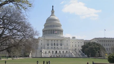The front of the US Capitol building in Washington DC in Spring Video stock 88644963
