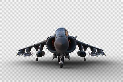 Front view 3D illustration of a grey jet fighter aircraft armed with missiles Stock Illustration