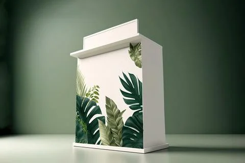 Front view 3D product round short podium on green white gold for business w.. Illustrazione stock