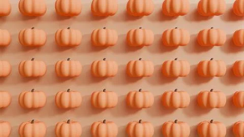 Front View 3D Pumpkin Pattern Halloween Fall Background Design Stock Illustration