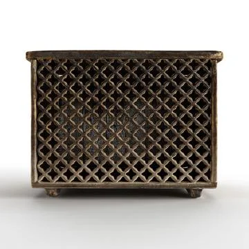 Front view of a 3D rendered, wooden storage box Stock Illustration