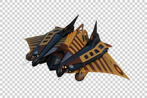 Front view 3D rendering of a science fiction space ship isolated on transpare Stock Illustration