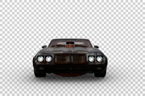 Front view 3D rendering of a vintage American high performance police car iso Illustrazione stock
