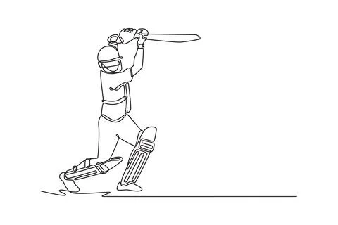Front view active male cricketer batting and bowling in game Illustrazione stock