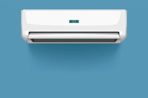 Front view of air conditioner on blue Stock Illustration