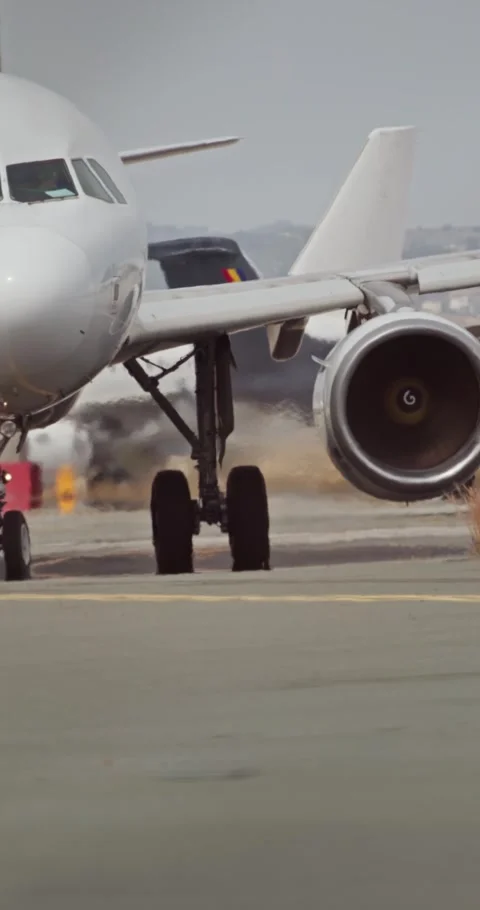Front view of aircraft preparing for takeoff Stock Footage 306524253