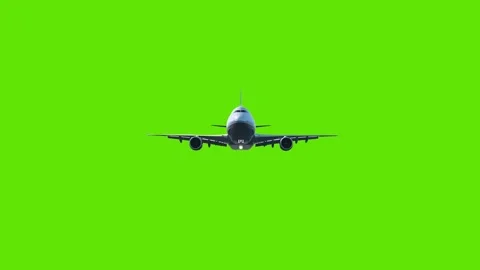 Front view airplane flying animation on green screen background Stock Footage 314890127