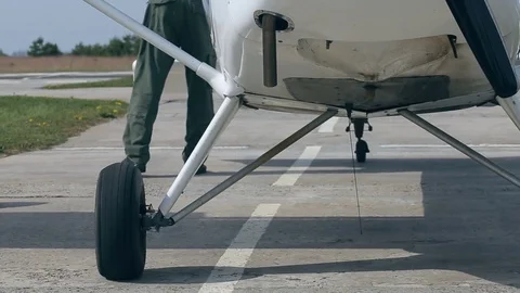 Front view of airplane propeller on the airfield Video stock 83384364