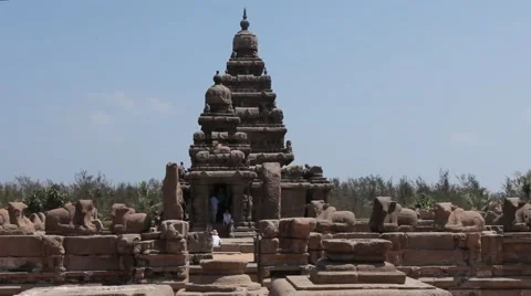Front view of Ancient temple of Mahabalipuram Stock Footage 61200828