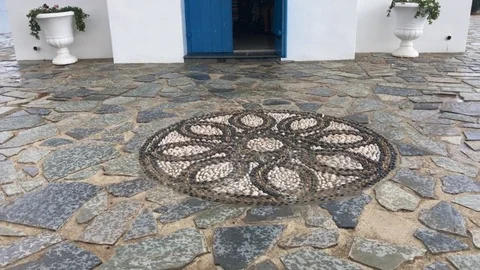 Front View and walking to the door of a Chapel during rain Stock-Footage 90658776