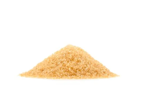 Front view angle heap of raw Organic Cane Sugar, Brown sugar Stock Photos