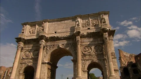 Front view of Arch of Constantine Stock Footage 95603101