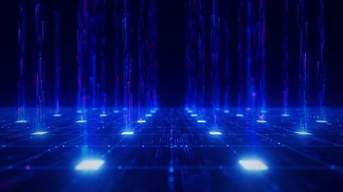 Front view on artificial intelligence microchip, central data processing unit on Stock Footage 330175899