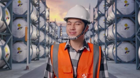 Front View of Asian Male Engineer Waving Hand Saying Bye Stock Footage 340827400