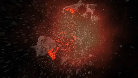 Front on View of Asteroid Collision Stock Footage 137357825