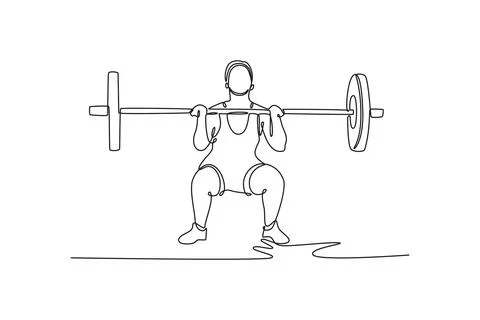 Front view athletic man doing barbell front squat exercise Stock Illustration