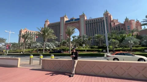 FRONT VIEW OF ATLANTIS, THE PALM DUBAI (2024 UPDATED!) Stock Footage 233780020