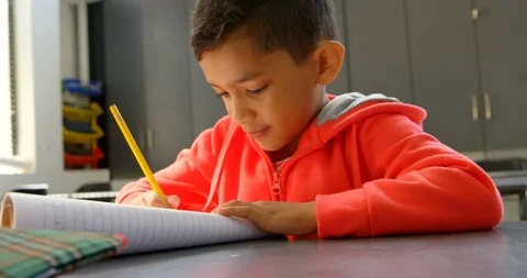 Front view of attentive Asian schoolboy ... | Stock Video | Pond5