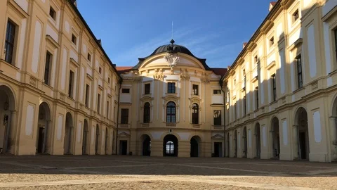 Front view of Austerlitz castle, Moravia, Czech Republic Stock Footage 98396645