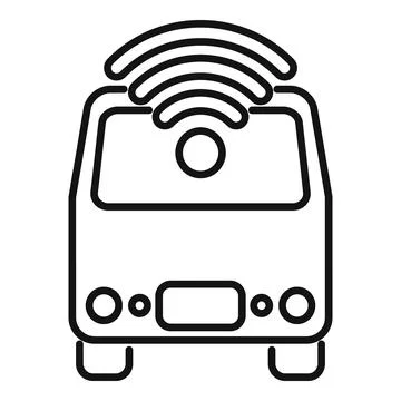 Front view of autonomous self driving bus using wireless network icon Stock Illustration