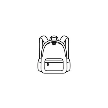 Front view backpack school bag line art illustration Illustrazione stock