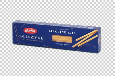 Front view of Barilla Spaghetti Collezione num 13 Stock Photos