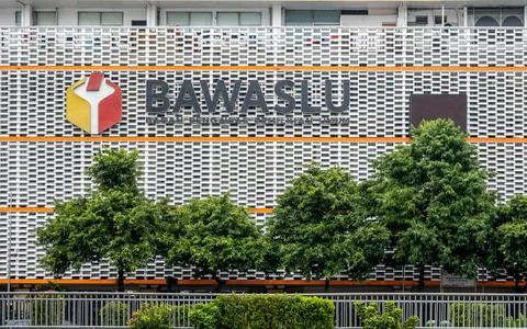 Front view of the BAWASLU office building in Jakarta, Indonesia. Stock Photos
