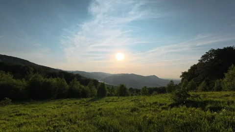 Front view of beautiful and magnificent sunset in evening during summer season Stock Footage 333562717