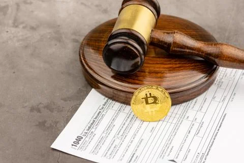 Front view of Bitcoin cryptocurrency physical coin Stock Photos